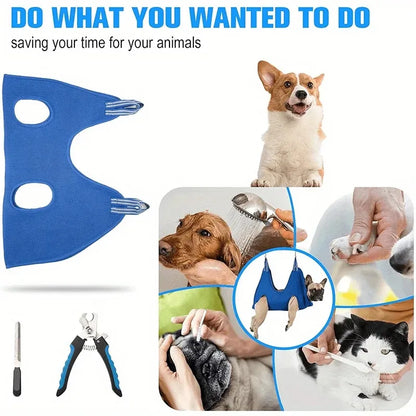 Pet Grooming Hammock with Reinforced Grommets. Easy to Trim!