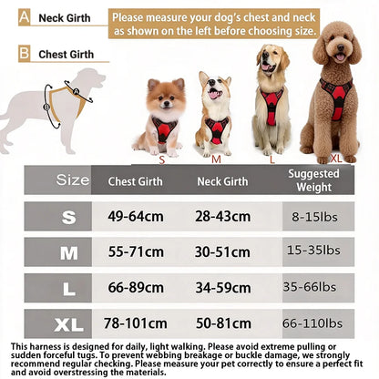 Adjustable No Pull Dog Harness Front Clip Reflective Comfortable Handle for Medium to Large Dogs