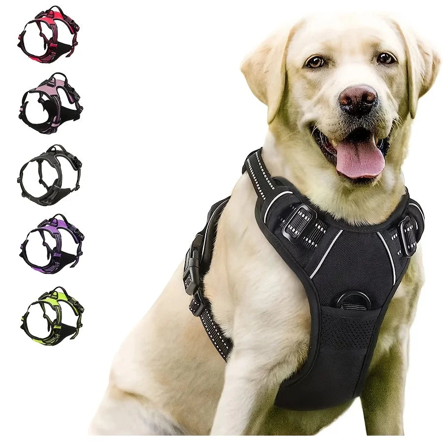 Adjustable No Pull Dog Harness Front Clip Reflective Comfortable Handle for Medium to Large Dogs