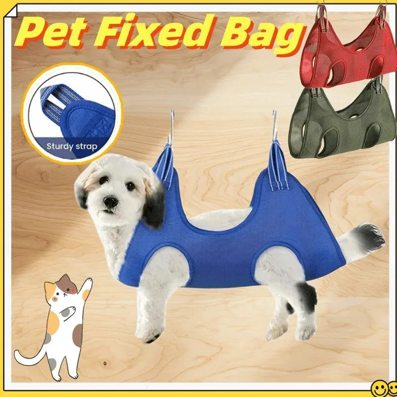 Pet Grooming Hammock with Reinforced Grommets. Easy to Trim!