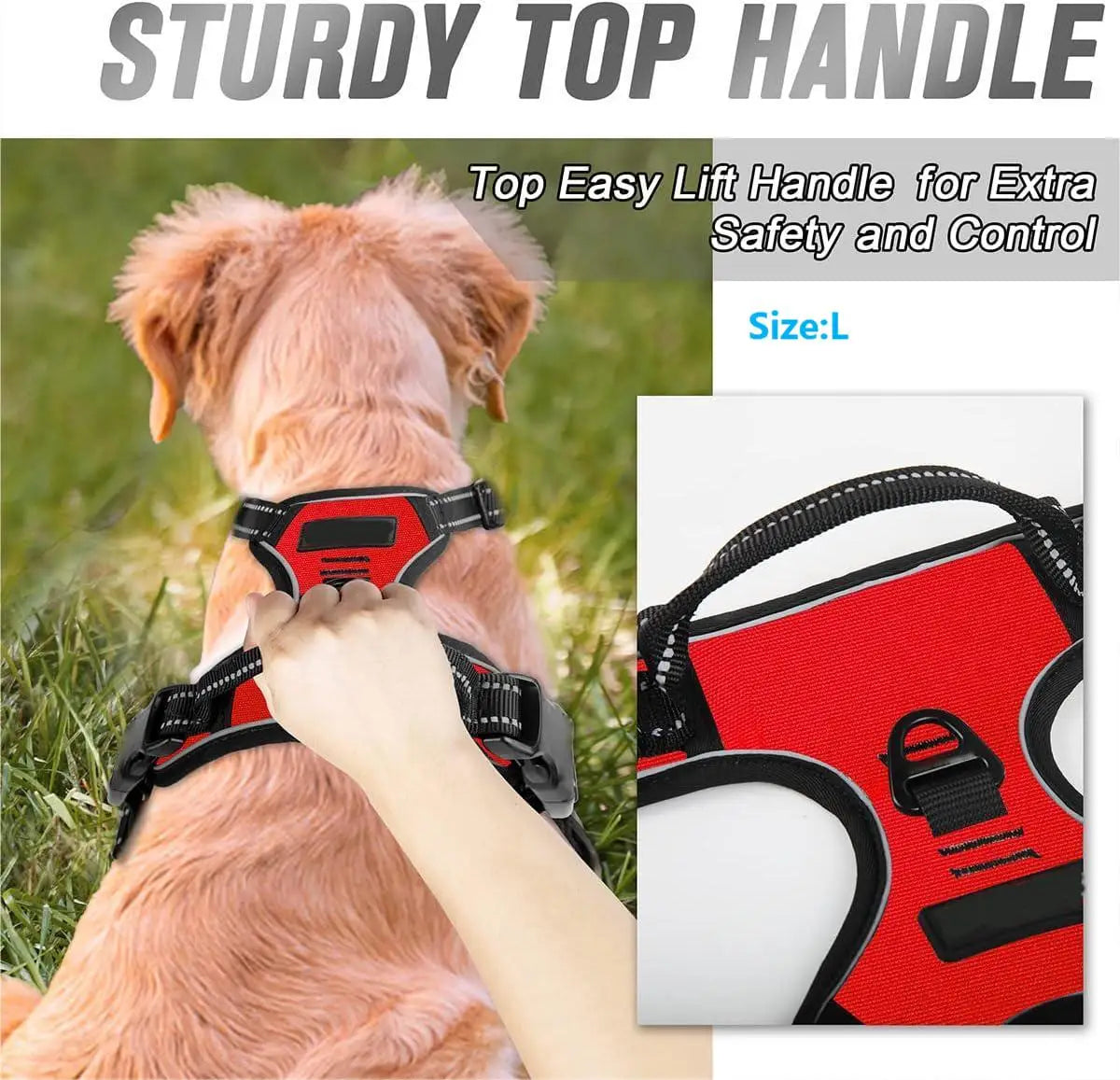 Adjustable No Pull Dog Harness Front Clip Reflective Comfortable Handle for Medium to Large Dogs