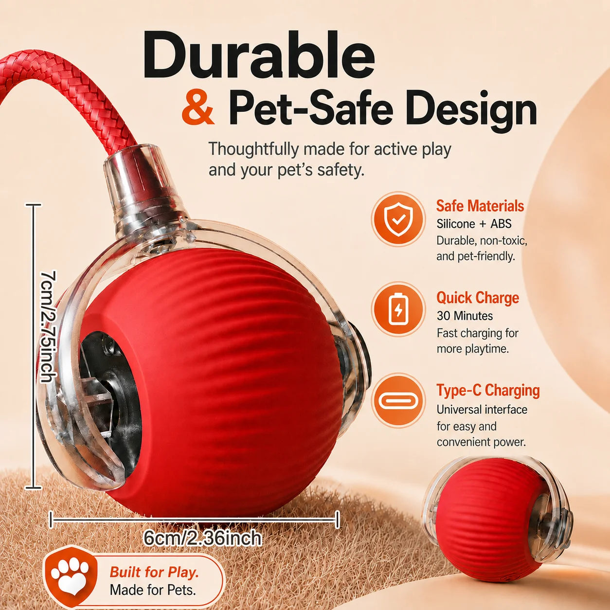 New Dog Interactive Ball Toy,Automatic Rolling Dog Ball Rechargeable,Smart Puppy Interactive Toy,Intelligent Balls Toy for Dogs