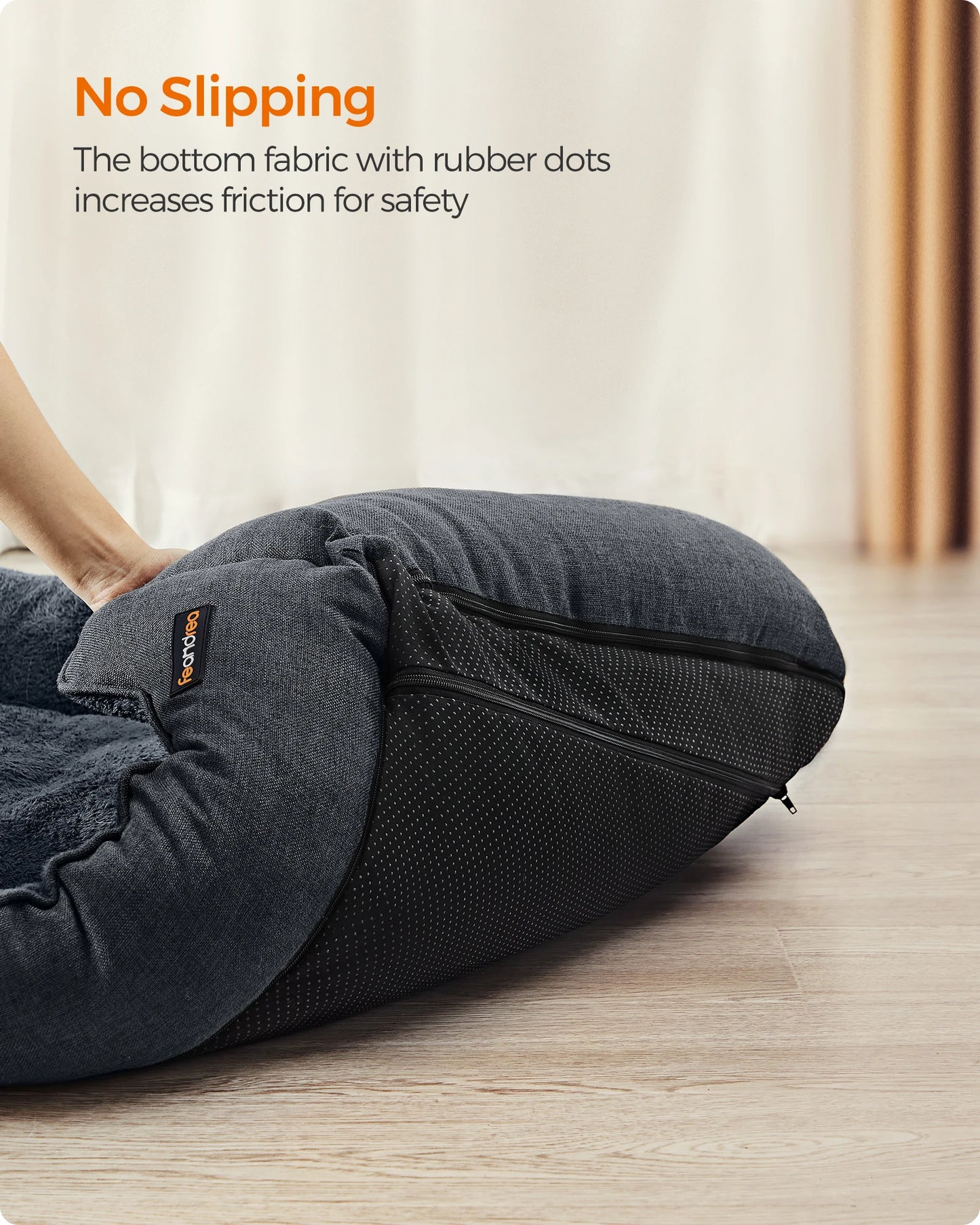 Feandrea Dog Bed, Linen-Look Pet Bed, Dog Sofa Bed with Raised Edges, Non-Slip Bottom, Removable Washable Cover, XXL