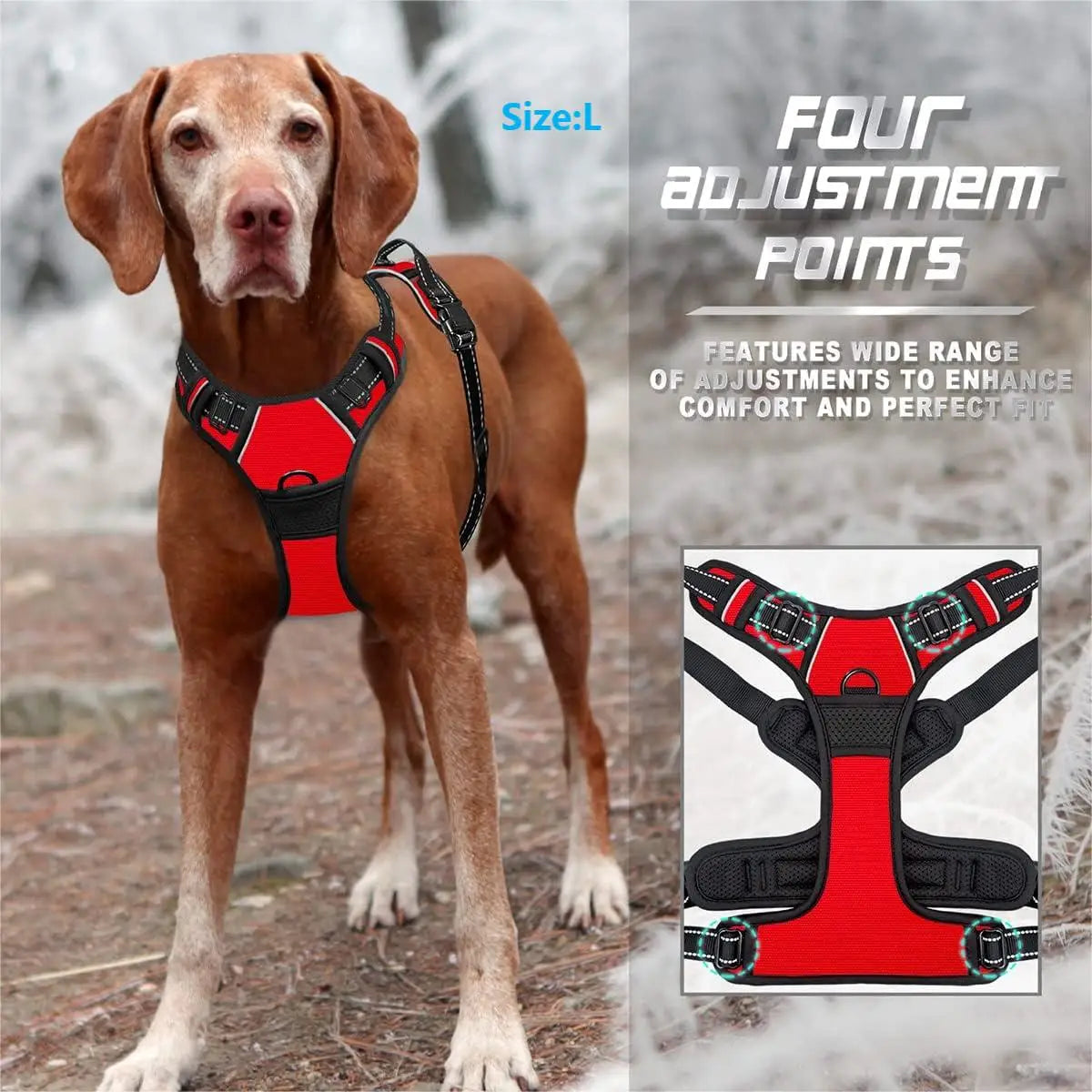 Adjustable No Pull Dog Harness Front Clip Reflective Comfortable Handle for Medium to Large Dogs